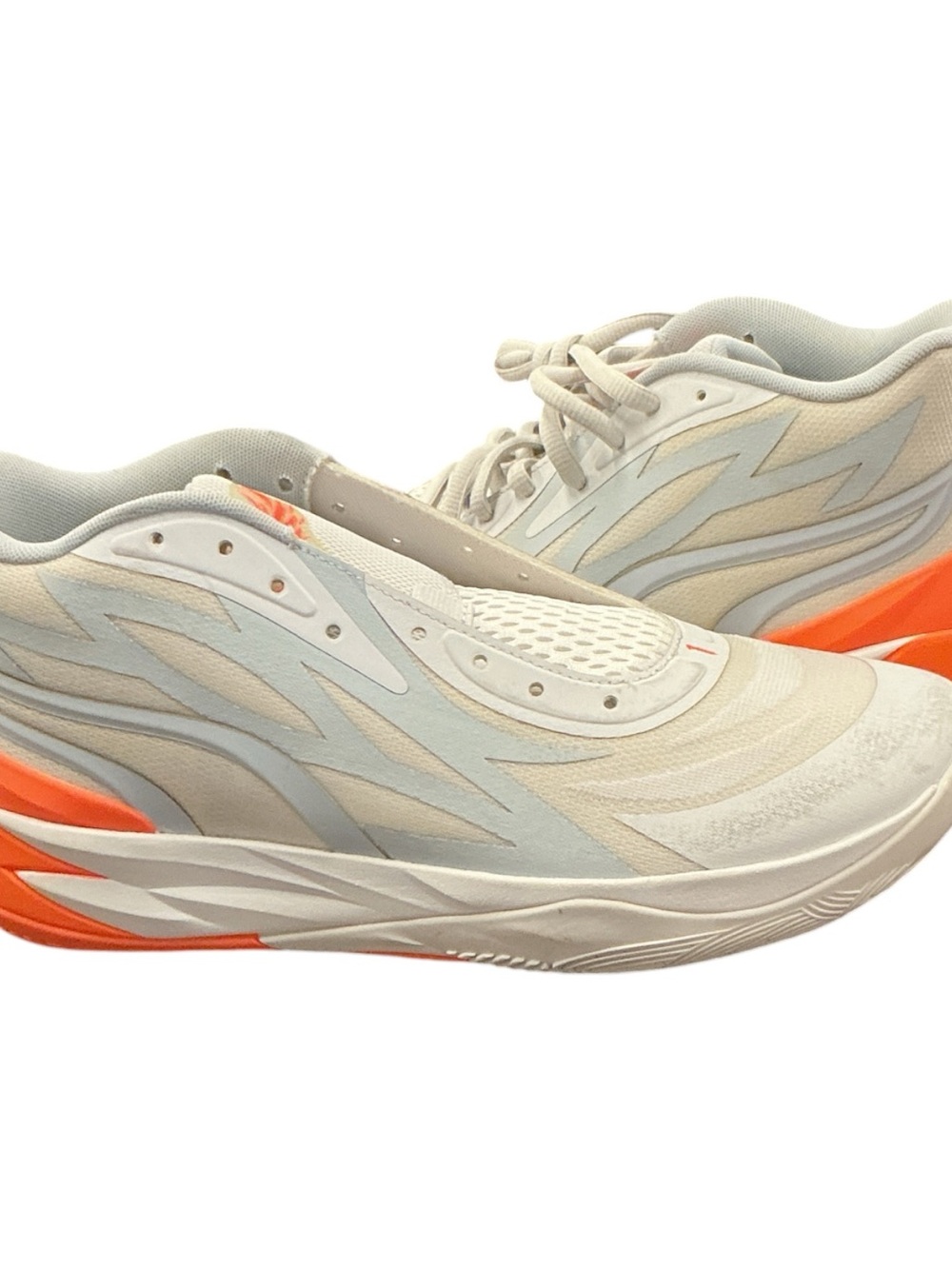 Puma men’s Light Gray and Orange Mesh Running Sneakers